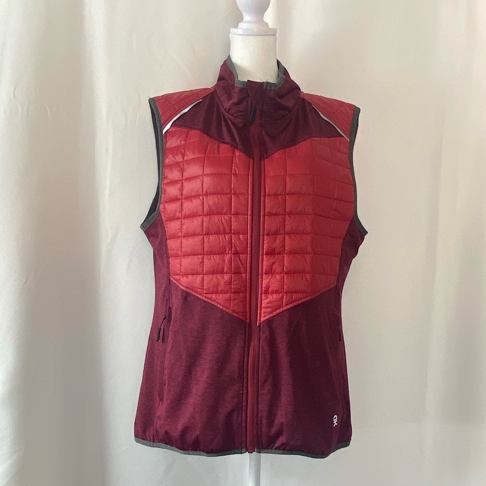 Women's Red Quilted Gorpcore Outdoor Full Zip Vest XL Golf Hiking Adventure